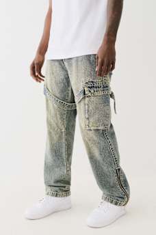BIG T STRAP ZIP CARGO BAGGY JEAN, image 1