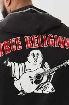 FLOCKED LOGO HOODED HENLEY TEE, image 4