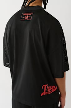 OVERSIZED MESH JERSEY POLO SHIRT, image 2