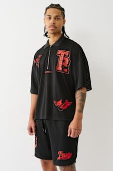 OVERSIZED MESH JERSEY POLO SHIRT, image 3