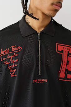 OVERSIZED MESH JERSEY POLO SHIRT, image 4