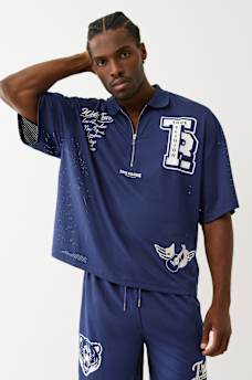 OVERSIZED MESH JERSEY POLO SHIRT, image 2