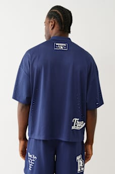 OVERSIZED MESH JERSEY POLO SHIRT, image 3