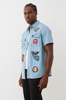 CHAMBRAY WORKWEAR PATCH SHIRT , image 3
