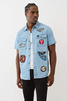 CHAMBRAY WORKWEAR PATCH SHIRT , image 1
