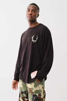 CAMISETA DE MANGA LARGA CON HERRADURA CAMUFLADA PINTADA