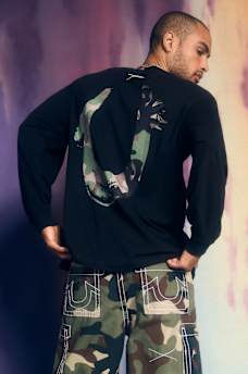 CAMISETA DE MANGA LARGA CON HERRADURA CAMUFLADA PINTADA