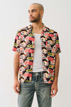ALLOVER VINTAGE LOGO CAMP COLLAR SHIRT, image 2