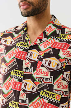 ALLOVER VINTAGE LOGO CAMP COLLAR SHIRT, image 3