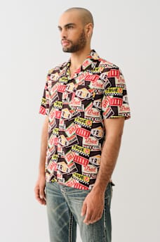 ALLOVER VINTAGE LOGO CAMP COLLAR SHIRT, image 5