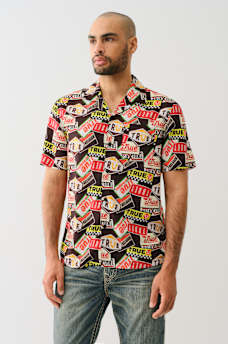 ALLOVER VINTAGE LOGO CAMP COLLAR SHIRT, image 1