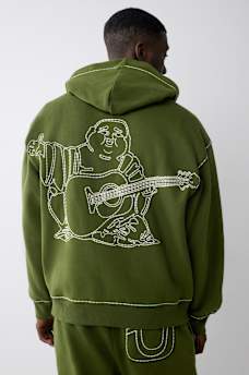 SUPER T EMBROIDERED BUDDHA LOGO ZIP HOODIE, image 1