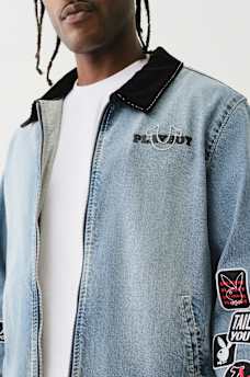 TRUE RELIGION X PLAYBOY BIG T DENIM WORKWEAR JACKET, image 4
