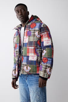 PLAID PATCHWORK PUFFER JACKET, image 3