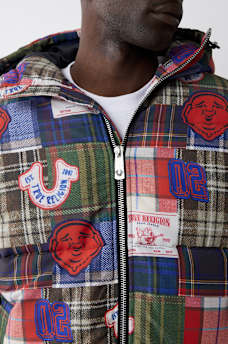 PLAID PATCHWORK PUFFER JACKET, image 4