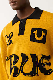 LONG SLEEVE WAVY LOGO POLO SWEATER, image 2