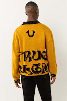 LONG SLEEVE WAVY LOGO POLO SWEATER, image 4