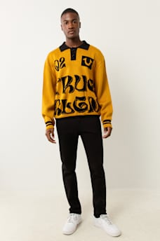 LONG SLEEVE WAVY LOGO POLO SWEATER, image 6