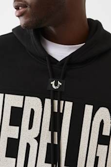 KNIT LOGO PANEL BOXY HOODIE, image 3