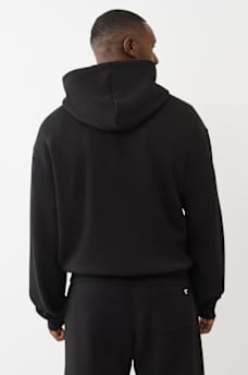 KNIT LOGO PANEL BOXY HOODIE, image 4