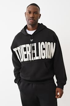 KNIT LOGO PANEL BOXY HOODIE, image 1