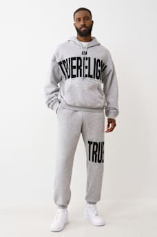KNIT LOGO PANEL BOXY HOODIE, image 2
