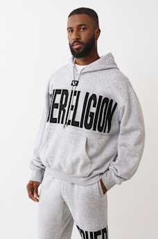 KNIT LOGO PANEL BOXY HOODIE, image 5