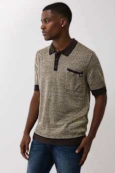 WOVEN KNIT POLO SHIRT, image 3