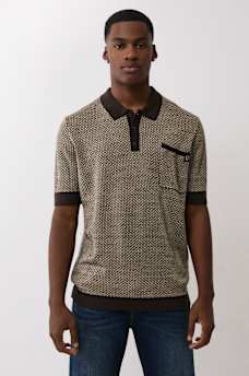 WOVEN KNIT POLO SHIRT, image 1