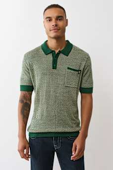 WOVEN KNIT POLO SHIRT, image 1