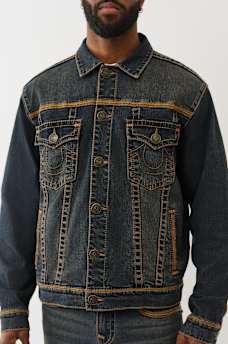SUPER T FLATLOCK DENIM TRUCKER JACKET, image 3