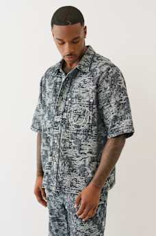 OVERSIZED JACQUARD COLLARED SHIRT
