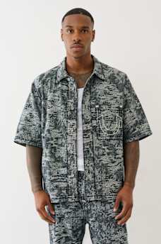 OVERSIZED JACQUARD COLLARED SHIRT