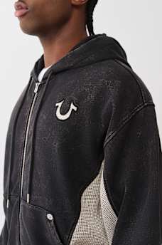 SUDADERA CON CAPUCHA Y CIERRE RELAJADA CON MALLA, image 4