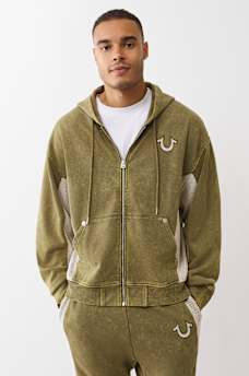 MESH INSET BOXY ZIP HOODIE