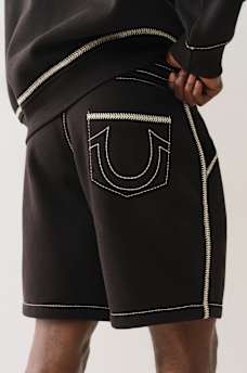BASEBALL STITCH HORSESHOE SWEAT SHORT, image 2