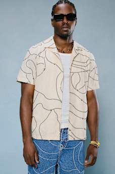 BASEBALL STITCH CAMP COLLAR SHIRT, image 1