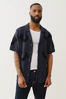 HORSESHOE KNIT CAMP COLLAR SHIRT, image 3
