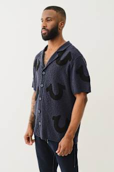 HORSESHOE KNIT CAMP COLLAR SHIRT, image 4