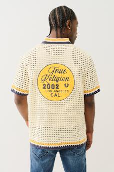 KNIT LOGO CAMP COLLAR SHIRT, image 2