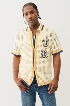 KNIT LOGO CAMP COLLAR SHIRT, image 3