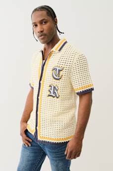 KNIT LOGO CAMP COLLAR SHIRT, image 4