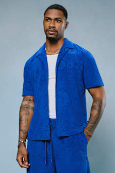 TERRY KNIT CAMP COLLAR SHIRT