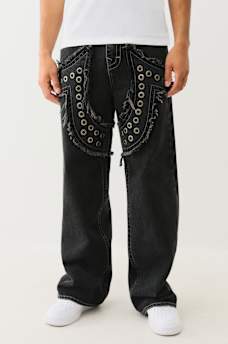 VINNY STUDDED HORSESHOE APPLIQUE ULTRA BAGGY JEAN, image 2
