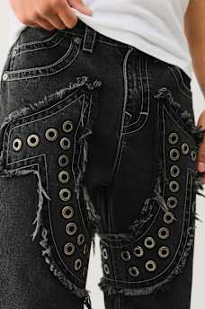 VINNY STUDDED HORSESHOE APPLIQUE ULTRA BAGGY JEAN, image 4