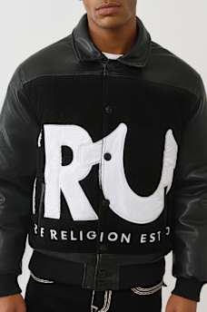 LOGO FAUX LEATHER SHERPA BOMBER JACKET, image 3