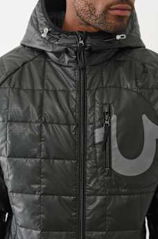 GEO QUILTED HOODED PUFFER JACKET, image 2