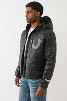 GEO QUILTED HOODED PUFFER JACKET, image 3