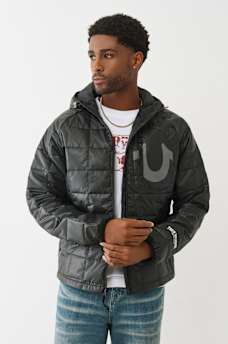 GEO QUILTED HOODED PUFFER JACKET, image 6