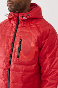 GEO QUILTED HOODED PUFFER JACKET, image 2